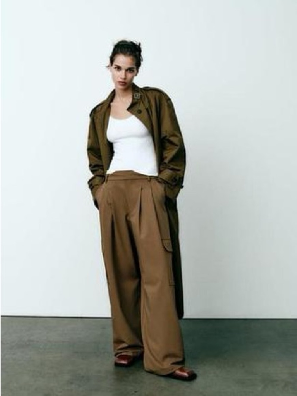 Zara Tan High-Waist Trousers